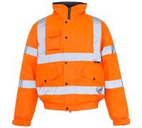 SuperTouch New HI VIZ VIS VISIBILTY Bomber Reflective Contractor Security Work Mens Jacket (Medium, Orange)
