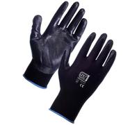 Supertouch Nitrotouch Gloves Elasticated Cuff Multi Purpose Work Gripper Nitrile Palm Black S-XXL 26771-5 (Black, Medium)