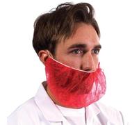 Supertouch Non-Woven Beard Mask - Disposable Beard Cover for Food Processing, Pharmaceutical & Clinical Use - Latex-Free Beard Snood PPE, Red (Pack of 100)