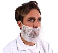 Supertouch Non-Woven Beard Mask - Disposable Beard Cover for Food Processing, Pharmaceutical & Clinical Use - Latex-Free Beard Snood PPE, White(Pack of 100)