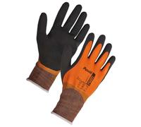 Supertouch Pawa Water Resistant Gloves Protection Multi Purpose Grip Work Latex S-XXL PG201 (Black/Orange, Large)