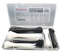 Superun Zip Tie Kit - 400 Pack Zip Ties Assorted Sizes 4 Inch, 6 Inch, 8 Inch Mix Pack in Black & White Wire Ties Assortment…