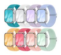 Superuper 8 Pack Braided Loop Compatible for Apple Watch Straps 40mm 41mm 46mm 45mm 40mm 44mm 42mm 38mm 49mm for Women Men, Stretchy Elastic Sport Band for iWatch SE 11 10 9 8 7 6 5 4 3 Ultra3