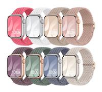Superuper 8 Pack Braided Loop Compatible for Apple Watch Straps 40mm 41mm 46mm 45mm 40mm 44mm 42mm 38mm 49mm for Women Men, Stretchy Elastic Sport Band for iWatch SE 11 10 9 8 7 6 5 4 3 Ultra3