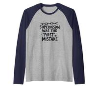 Supervision was The First Mistake Funny Work Quote Raglan Baseball Tee, Men, Navy/Athletic Heather, S
