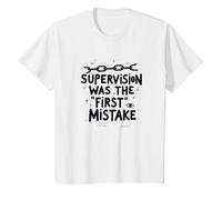 Supervision was The First Mistake Funny Work Quote T-Shirt, Kids, White, 3 Years