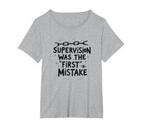 Supervision was The First Mistake Funny Work Quote T-Shirt, Women's Plus, Heather Grey, 3X