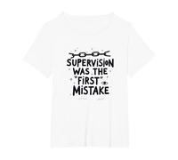 Supervision was The First Mistake Funny Work Quote T-Shirt, Women's Plus, White, 3X