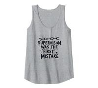 Supervision was The First Mistake Funny Work Quote Tank Top, Women, Heather Grey, XXL