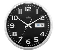 Supervisor 320mm Wall Clock with Day & Date, Black / Chrome - 21023