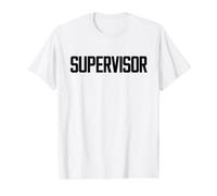 Supervisor Black Back Print Text Design for Identification Value Graphic T-Shirt, Men, White, S