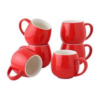 superyes Christmas Red Coffee Mugs Set of 6 for Latte Cappuccino Cup Ice Cream Hot Chocolate 12oz