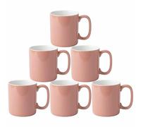 superyes Large Ceramic Coffee Mugs-Set of 6, 12oz(360ml) Barrel Cup for Cappuccino Latte, Easy-Grip Handle, Matte Black Outside, Lemon Yellow Interior