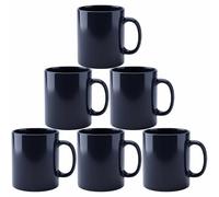 superyes Premium Blue Black Ceramic Mug Set of 6-12 oz Glossy Coffee & Tea Cups | Modern Design, Microwave Dishwasher Safe