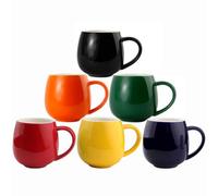 superyes Red-Yellow-Blue-Orange-Black-Green Mugs Sets of 6 for Coffee Cappuccino Latte Cups Set 12oz Round