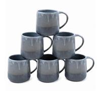 superyes Slate Gray Ceramic Coffee Mug, Large 15 oz Artisan Drip Glaze Porcelain Tea Cup with Comfortable Handle, 1-Piece Charcoal Ombre Tapered Cocoa Mug for Latte, Cappuccino & Home Office