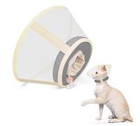 Supet Air Mesh Soft Cat Cone Collar to stop licking - Adjustable Recovery Cone After Surgery, Alternative to Plastic Elizabethan Collar for Cat, Whiskers Freedom(Grey-XS)