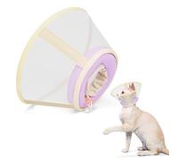 Supet Air Mesh Soft Cat Cone Collar to stop licking - Adjustable Recovery Cone After Surgery, Alternative to Plastic Elizabethan Collar for Cat, Whiskers Freedom(Purple-S)