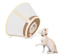 Supet Air Mesh Soft Cat Cone Collar to stop licking - Adjustable Recovery Cone After Surgery, Alternative to Plastic Elizabethan Collar for Cat, Whiskers Freedom(Brown-XS）