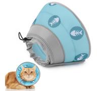 Supet Cat Cone Collar Soft to Stop Licking After Surgery, Adjustable Soft Cat Recovery Collar for Small Dogs, Puppies and Kittens(blue green s)