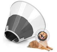 Supet Dog Cone Collar to Stop Licking with Soft Pad, Clear Elizabeth Recovery Collar after Surgery, Neutering, Injury, Pet Head Cone Alternative for Large, Medium, Small Dogs (Black,L)