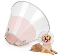 Supet Dog Cone Collar to Stop Licking with Soft Pad, Clear Elizabeth Recovery Collar after Surgery, Neutering, Injury, Pet Head Cone Alternative for Large, Medium, Small Dogs (Pink,L)