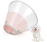 Supet Dog Cone Collar to Stop Licking with Soft Pad, Clear Elizabeth Recovery Collar after Surgery, Neutering, Injury, Pet Head Cone Alternative for Large, Medium, Small Dogs (Pink,S)