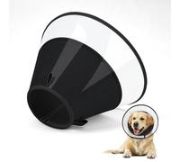 Supet Dog Cone Collar with Soft Pad, Transparent Elizabeth Recovery Collar for Large, Medium, Small Dogs to Stop Licking, Pet Head Cone Alternative after Surgery, Neutering, Injury(Black-XL)