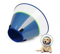 Supet Dog Cone Collar with Soft Pad, Transparent Elizabeth Recovery Collar for Large, Medium, Small Dogs to Stop Licking, Pet Head Cone Alternative after Surgery, Neutering, Injury(Blue-L)