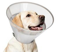 Supet Dog Cone Collar with Soft Pad, Transparent Elizabeth Recovery Collar for Large, Medium, Small Dogs to Stop Licking, Pet Head Cone Alternative after Surgery, Neutering, Injury(Light Grey-S)
