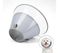 Supet Dog Cone Collar with Soft Pad, Transparent Elizabeth Recovery Collar for Large, Medium, Small Dogs to Stop Licking, Pet Head Cone Alternative after Surgery, Neutering, Injury(Grey-XS)