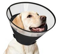 Supet Dog Cone Collar with Soft Pad, Transparent Elizabeth Recovery Collar for Large, Medium, Small Dogs to Stop Licking, Pet Head Cone Alternative after Surgery, Neutering, Injury(Deep Black-L)
