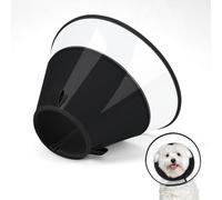Supet Dog Cone Collar with Soft Pad, Transparent Elizabeth Recovery Collar for Large, Medium, Small Dogs to Stop Licking, Pet Head Cone Alternative after Surgery, Neutering, Injury(Black-XS)