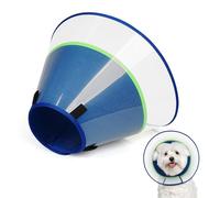 Supet Dog Cone Collar with Soft Pad, Transparent Elizabeth Recovery Collar for Large, Medium, Small Dogs to Stop Licking, Pet Head Cone Alternative after Surgery, Neutering, Injury(Blue-S)