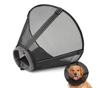 Supet Mesh Dog Cone Collar to Stop Licking, Adjustable Recovery Collar After Surgery for Large Medium Small Dogs, Alternative to Elizabeth Cone of Shame(Black-4)