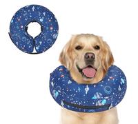 Supet Protective Inflatable Dog Cone Collar Soft After Surgery, Pet Neck Donut Collar Recovery for Surgery, Adjustable Cone for Dogs Prevent Licking(Planet XL)