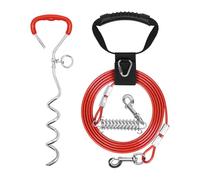 Supet Shock-Absorbing Dog Tie Out Cable & Stake for Backyard, Camping, Traveling, for Dogs up to 250Lbs, Durable Dog Tether/Leash,32ft