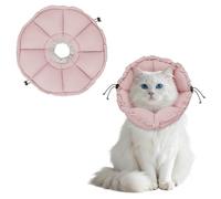 Supet Soft Cat Cone Collar to Stop Licking After Surgery Adjustable Waterproof Recovery Collar for Cats with Silent Material & Flower Design (Light Pink,M)
