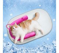 Supet Soft Cat Cooling Mat with U-Shaped Pillow- Breathable Portable Washable Summer Cooling Cat Bed for Indoor Or Travel for Kittens Small Dogs (Pink-1)