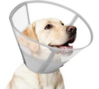Supet Soft Dog Cone Collar after Surgery, Elizabethan Pet Recovery Collar for Small Medium Large Dogs, Comfortable Dog Head Cone for Prevent Licking(Grey S)