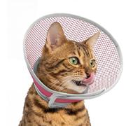 Supet Waterproof Cat Cone Collar to Stop Licking and Scratch Adjustable Cat Recovery Collar After Surgery, Alternative to Plastic Elizabeth Head Cone (Deep Pink S)