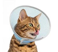 Supet Waterproof Cat Cone Collar to Stop Licking and Scratch Adjustable Cat Recovery Collar After Surgery, Alternative to Plastic Elizabeth Head Cone (Sky Blue M)