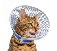 Supet Waterproof Cat Cone Collar to Stop Licking and Scratch Adjustable Cat Recovery Collar After Surgery, Alternative to Plastic Elizabeth Head Cone (Dark Blue L)