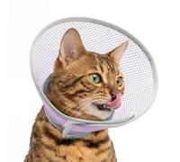 Supet Waterproof Cat Cone Collar to Stop Licking and Scratch Adjustable Cat Recovery Collar After Surgery, Alternative to Plastic Elizabeth Head Cone (Light Purple L)