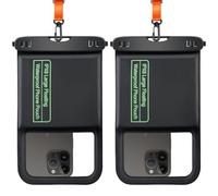 SUPFINE 2 Pcs Waterproof Phone Pouch Floating Case, Large Cell Phone IPX8 Dry Bag with Lanyard for iPhone 16 Pro Max/15/14/13//Galaxy S24 Ultra/S23/S22 Vacation Swimming Beach Travel Essentials-Black
