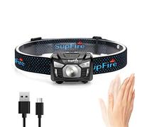 Supfire Headlamp LED Headlight Waterproof 500 Lumens Cree LED Head lamp with Red Light and Temperature Induction Switch,Rechargeable with USB Cable Directly,5 Modes for Camping Cycling etc,Model HL06