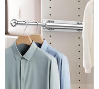 Supforce Valet Rod for Closet Pull Out, Retractable Slide Out Valet Rod Closet Organization, 12" Aluminum Valet Clothing Hanger Rods Perfect for Suits, Dresses & Freshly Pressed Clothes