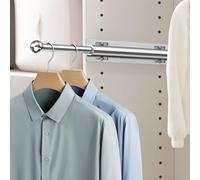 Supforce Valet Rod for Closet Pull Out, Retractable Slide Out Valet Rod Closet Organization, 12" Aluminum Valet Clothing Hanger Rods Perfect for Suits, Freshly Pressed Clothes, Polished Chrome