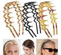 Supgoodom 6 PCS Zig Zag Headbands Plastic Wavy Hair Head Band Comb with Teeth Hoop Accessories for Women Men Girls, Classic Black&Retro Leopard