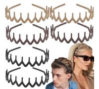 Supgoodom 6 PCS Zig Zag Headbands Plastic Wavy Hair Head Band Comb with Teeth Hoop Accessories for Women Men Girls, Matte Morandi